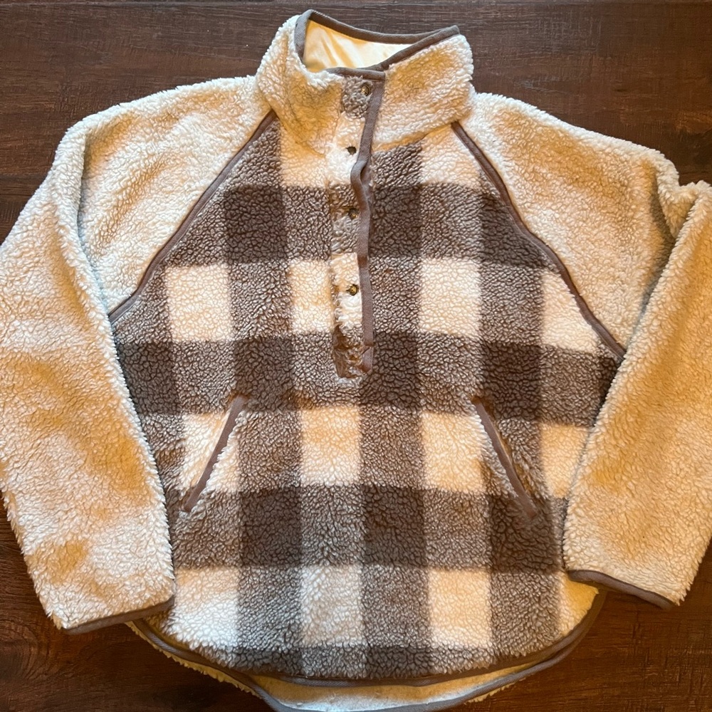 Woolrich Fleece Pullover Plaid Buffalo Check Jacket